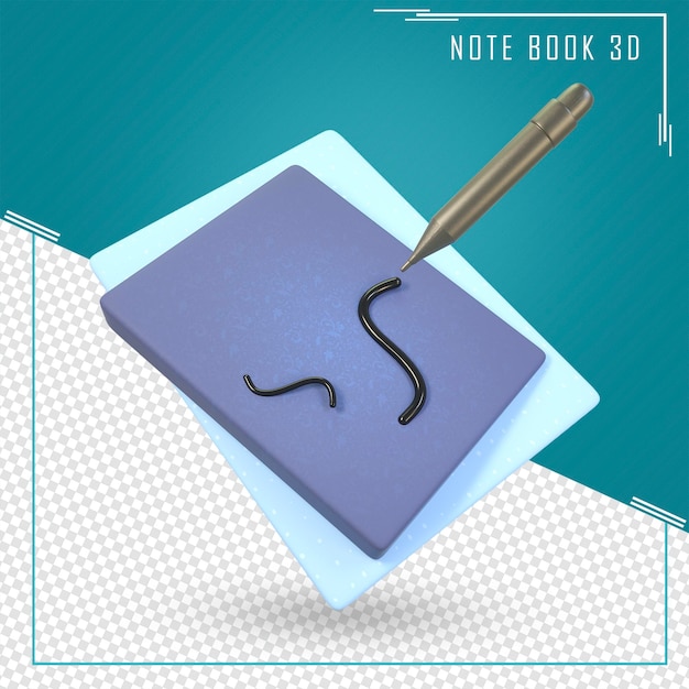 PSD 3d render illustration clipboard and pencil notepad icon