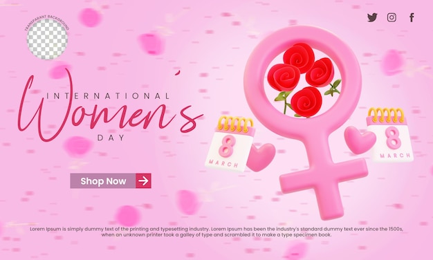 3d render international womens day template