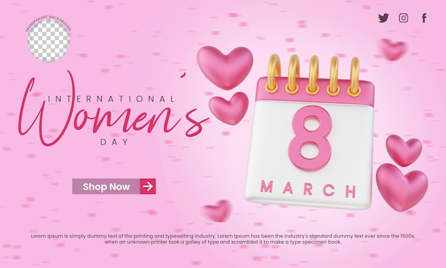 3d render international womens day template