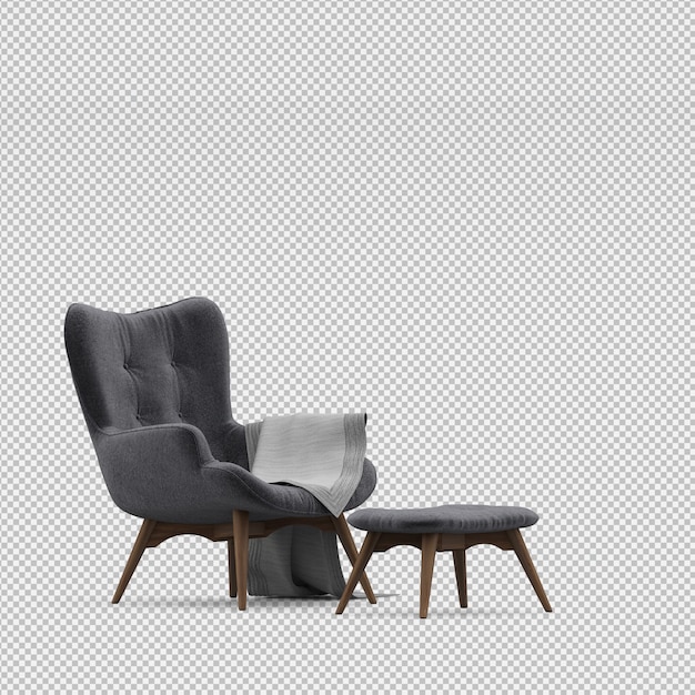 3d render of isometric armchair