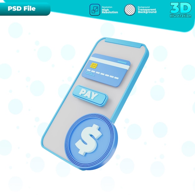 3d render Mobile Payment icon illustration