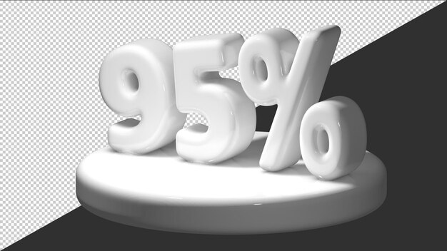 3d render number 95 percentage for progress discount