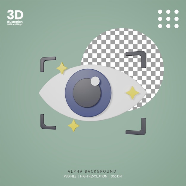 PSD 3d render oog op cam illustratie