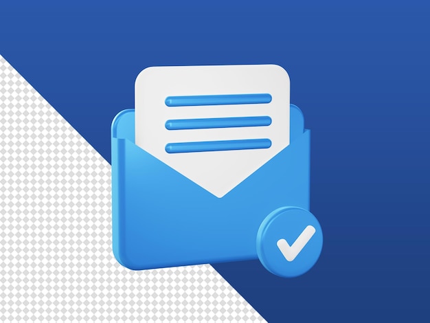 3d render of read email checklist illustration icons for UI UX web mobile apps social media designs