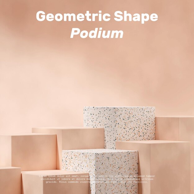 PSD 3d render scène mockup terrazzo podium in vierkant met minimale achtergrond