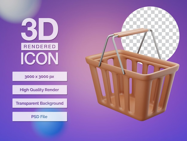 3d rendered shopping basket icon