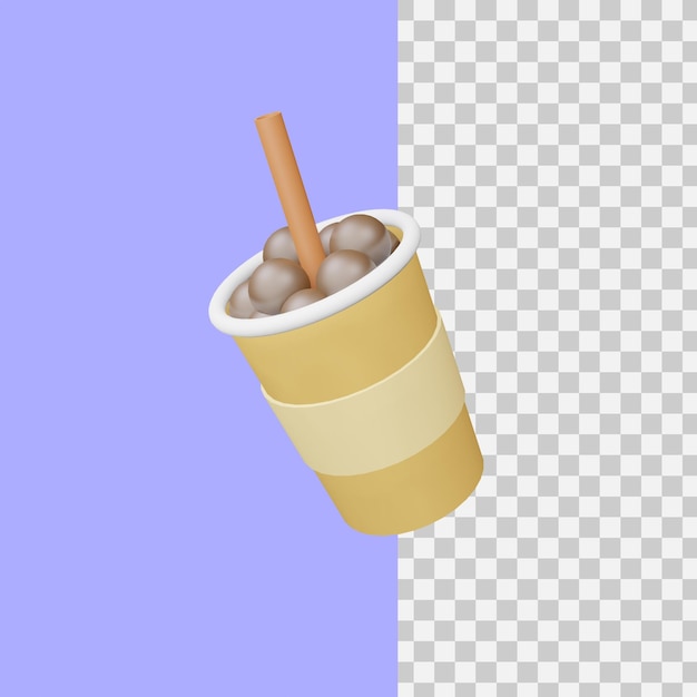 3d rendering boba icon