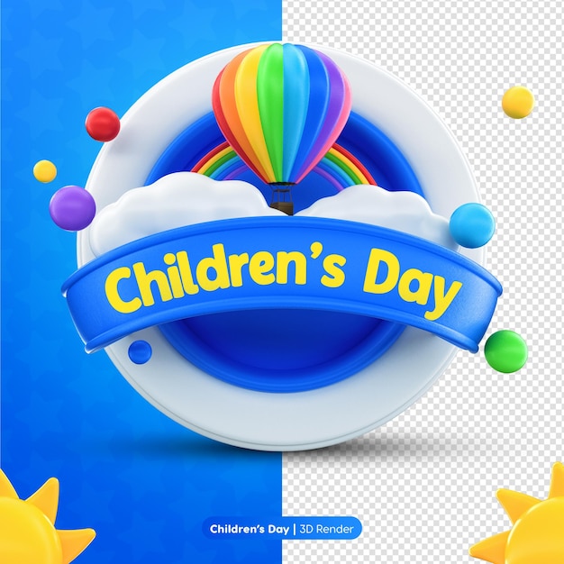 3D Rendering of Children's Day Label for marketing campaign