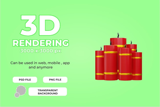 PSD 3d-rendering chinees nieuwjaar rood vuurwerk illustratie object