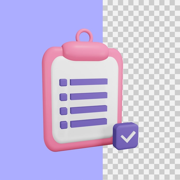 3d rendering clipboard icon