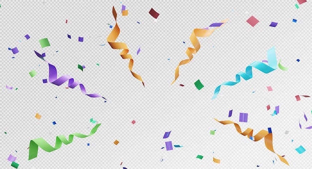 3d rendering of colorful confetti flying