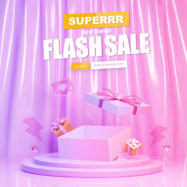 3D Rendering Flash Sale Discount Podium Background