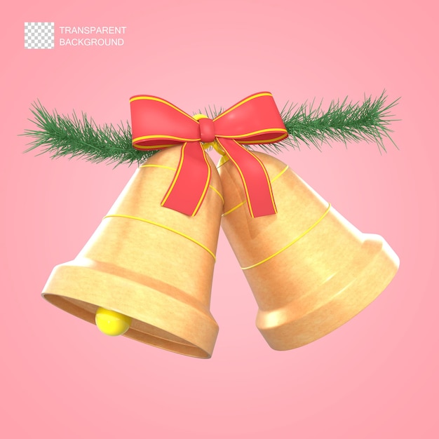 PSD 3d rendering of golden christmas bells