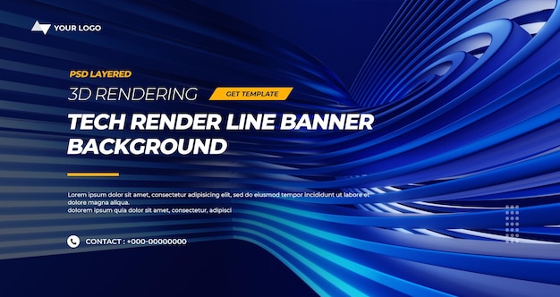 PSD 3d rendering hitech lines abstract background banner layers