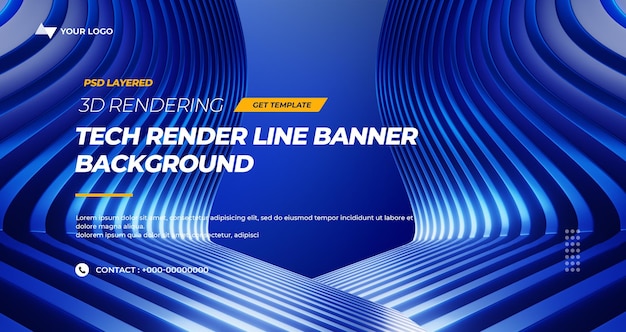 PSD 3d rendering hitech lines abstract background banner layers