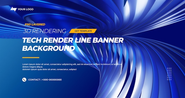 PSD 3d rendering hitech lines abstract background banner layers