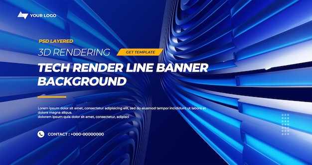 PSD 3d rendering hitech lines abstract background banner layers