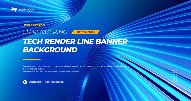 PSD 3d rendering hitech lines abstract background banner layers