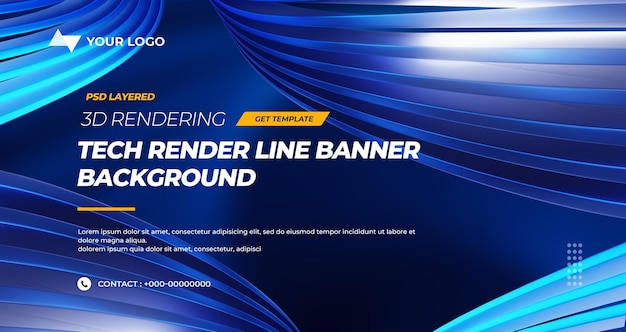 PSD 3d rendering hitech lines abstract background banner layers