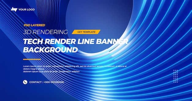 PSD 3d rendering hitech lines abstract background banner layers