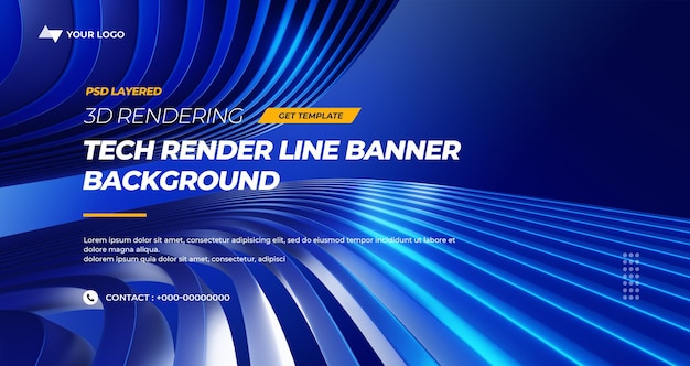 PSD 3d rendering hitech lines abstract background banner layers