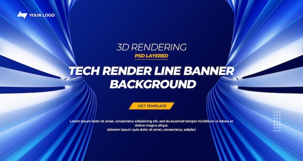 PSD 3d rendering hitech lines abstract background banner layers