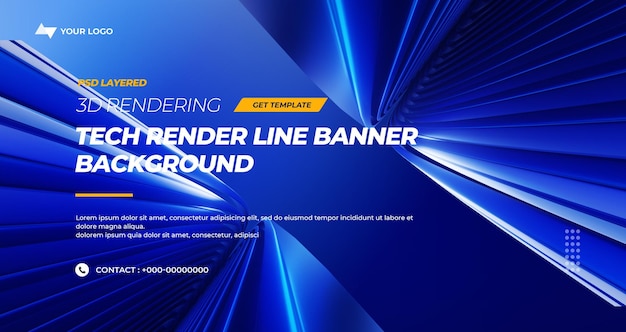 PSD 3d rendering hitech lines abstract background banner layers