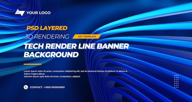 PSD 3d rendering hitech lines abstract background banner layers