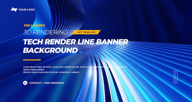 PSD 3d rendering hitech lines abstract background banner layers