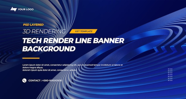 PSD 3d rendering hitech lines abstract background banner layers