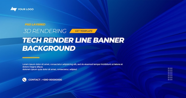 PSD 3d rendering hitech lines abstract background banner layers