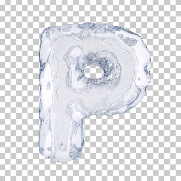 3d rendering of ice alphabet P