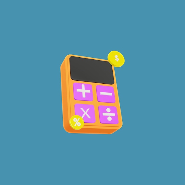 PSD 3d rendering illustration of financial calculator icon