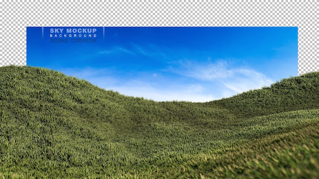 A 3d rendering image of grassed hill nature scenery