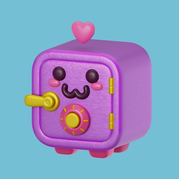 3d rendering of kawaii savings icon