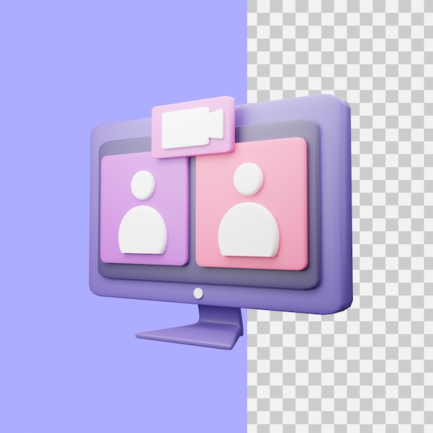 3D rendering monitor icon