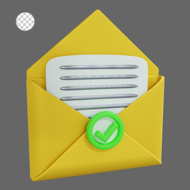 3D rendering of opened message icon