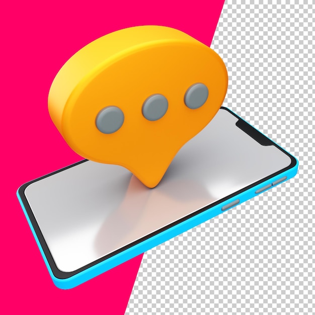 3d rendering of phone with message icon