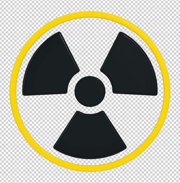 PSD 3d rendering of a radioactive sign isolated on transparent background. front view