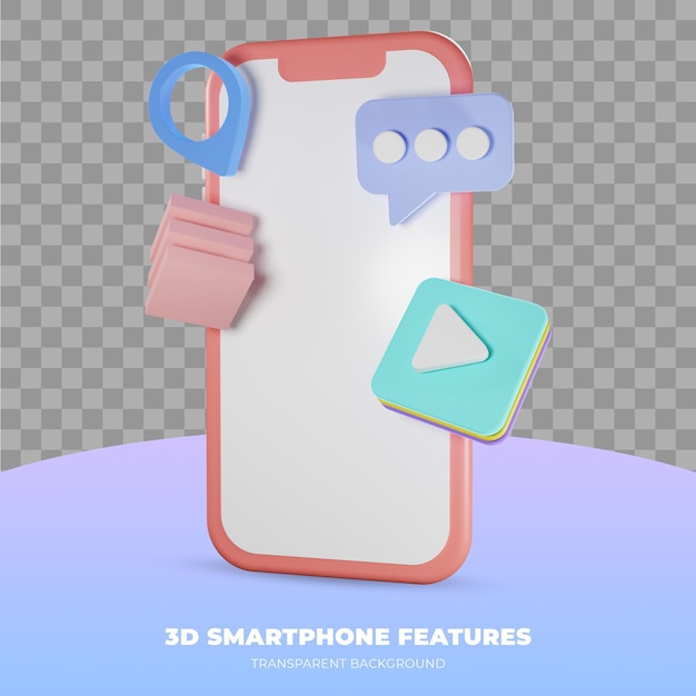 PSD 3d rendering of smartphone isolated