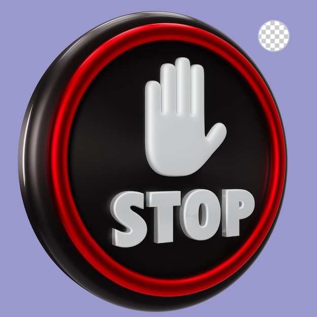 3d rendering of stop sign with hand on black plate