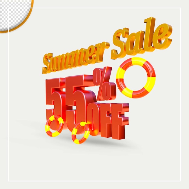 3d rendering summer sale discount offer text