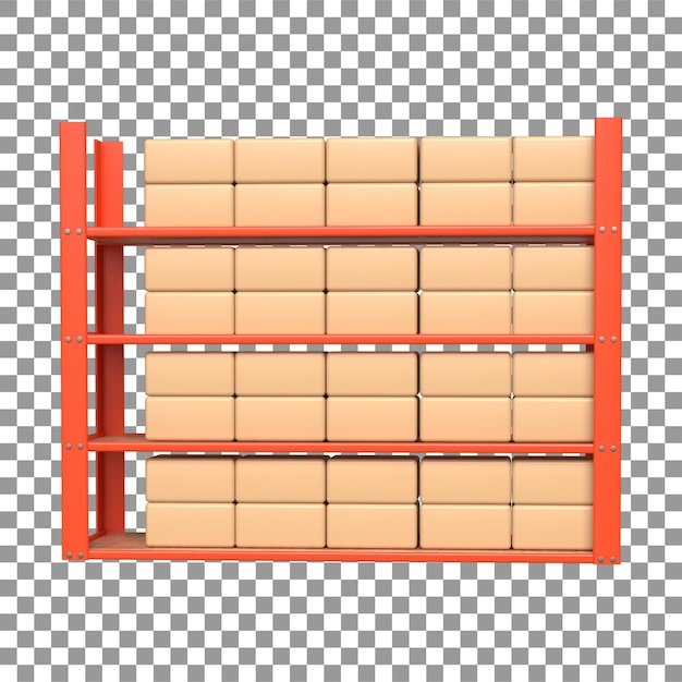 PSD 3d rendering of warehouse shelf or industrial rack