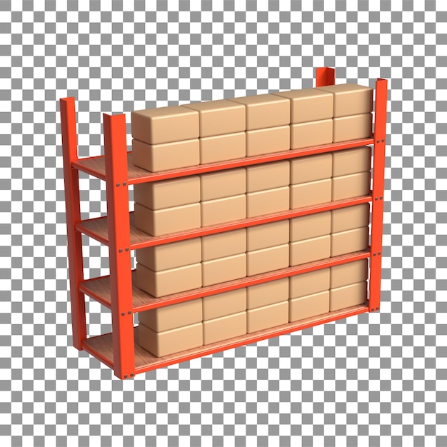 PSD 3d rendering of warehouse shelf or industrial rack