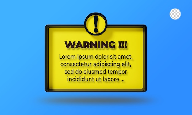 3d rendering warning box mockup interface