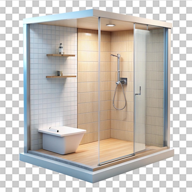 PSD 3d rendering of a washroom shower isolated on transparent background