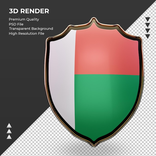 3d shield Madagascar flag rendering front view