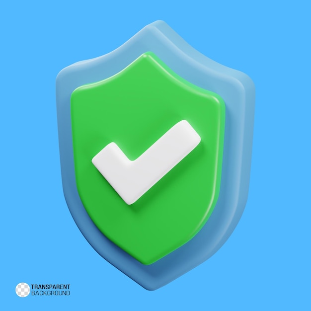 PSD 3d shield protected icon with check security guaranteed icon