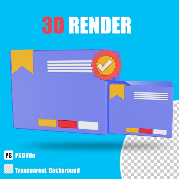 3D Shopping Icon e commerce box 2 with trasparent background