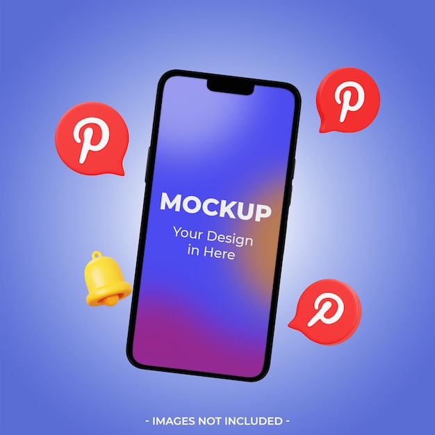 3d Smartphone mockup with pinterest icon